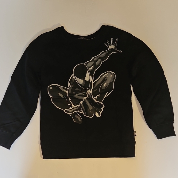 H&M Spiderman Super Hero Black Gray Long Sleeve Sweatshirt Kids S EUC - Picture 1 of 7